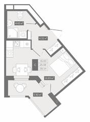ЖК UP-квартал «Воронцовский», планировка студии, 28.54 м²