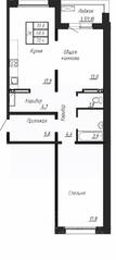ЖК «Сибирь», планировка 2-комнатной квартиры, 70.40 м²