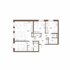 ЖК «Сампсониевский, 32», планировка 3-комнатной квартиры, 93.88 м²