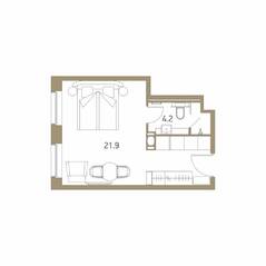 Апарт-комплекс «VIDI», планировка студии, 26.30 м²