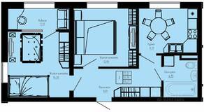 ЖК «Pixel», планировка 2-комнатной квартиры, 53.47 м²