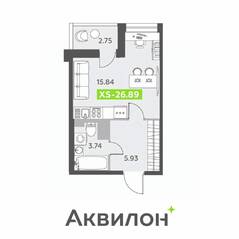 ЖК «Аквилон All in 3.0», планировка студии, 26.89 м²