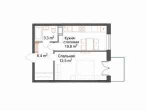 ЖК «СемьА», планировка 1-комнатной квартиры, 34.90 м²
