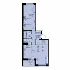 ЖК «ID Кудрово», планировка 1-комнатной квартиры, 54.96 м²