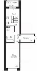 ЖК «Сибирь», планировка 1-комнатной квартиры, 47.50 м²