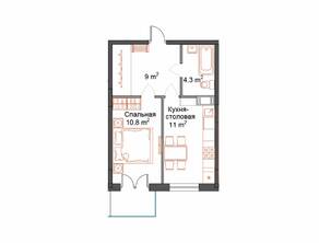 ЖК «СемьА», планировка 1-комнатной квартиры, 36.40 м²