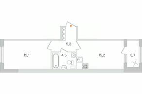 МЖК «Дубровский», планировка 1-комнатной квартиры, 41.85 м²