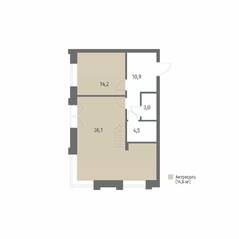 ЖК «NEWПИТЕР», планировка 1-комнатной квартиры, 83.30 м²