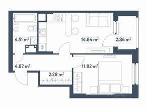 ЖК Светлый мир «Станция «Л», планировка 2-комнатной квартиры, 39.75 м²
