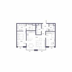 ЖК «Большой 67», планировка 2-комнатной квартиры, 87.28 м²