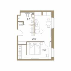 Апарт-комплекс «VIDI», планировка 2-комнатной квартиры, 40.80 м²