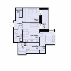 ЖК «iD Svetlanovskiy», планировка 2-комнатной квартиры, 65.94 м²