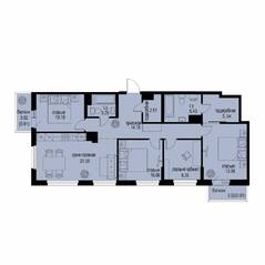 ЖК «ID Murino III», планировка 4-комнатной квартиры, 95.71 м²