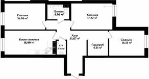 ЖК «Идеалист», планировка 3-комнатной квартиры, 101.40 м²