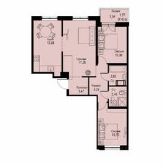 ЖК «ID Кудрово», планировка 3-комнатной квартиры, 68.13 м²