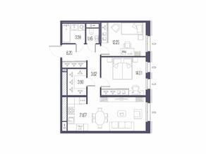 ЖК «Сампсониевский, 32», планировка 2-комнатной квартиры, 66.59 м²