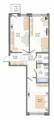 ЖК «Мануфактура James Beck», планировка 2-комнатной квартиры, 68.22 м²