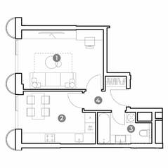 МФК «Nametkin Tower», планировка 1-комнатной квартиры, 35.90 м²