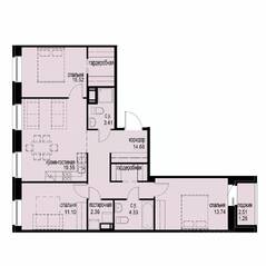ЖК «iD Svetlanovskiy», планировка 3-комнатной квартиры, 85.95 м²