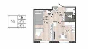 ЖК «Sertolovo Park», планировка 1-комнатной квартиры, 38.78 м²