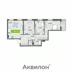 ЖК «Аквилон ZALIVE», планировка 3-комнатной квартиры, 96.54 м²
