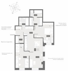 Апарт-отель «Zoom Черная речка», планировка 2-комнатной квартиры, 70.93 м²