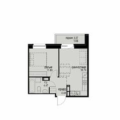ЖК «iD Svetlanovskiy», планировка 1-комнатной квартиры, 39.26 м²