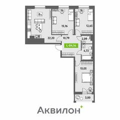 ЖК «Аквилон Leaves», планировка 4-комнатной квартиры, 84.16 м²