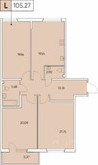 ЖК «Tesoro», планировка 4-комнатной квартиры, 105.27 м²