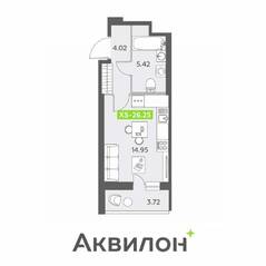ЖК «Аквилон All in 3.0», планировка студии, 26.25 м²