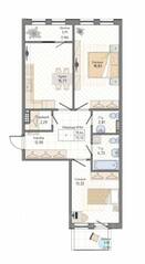 ЖК «Мануфактура James Beck», планировка 2-комнатной квартиры, 73.70 м²