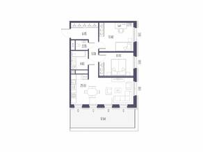 ЖК «Сампсониевский, 32», планировка 2-комнатной квартиры, 69.34 м²