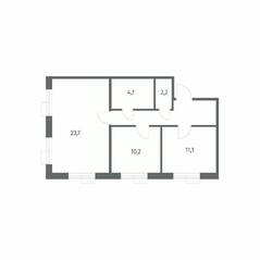 ЖК «Парусная 1», планировка 2-комнатной квартиры, 60.90 м²