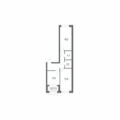 ЖК «Наука», планировка 2-комнатной квартиры, 66.51 м²