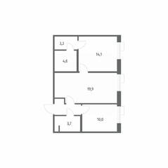 ЖК «Парусная 1», планировка 2-комнатной квартиры, 59.30 м²