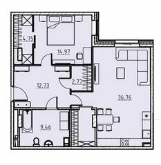 ЖК «Manhattan», планировка 1-комнатной квартиры, 81.60 м²