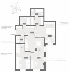 Апарт-отель «Zoom Черная речка», планировка 2-комнатной квартиры, 70.92 м²