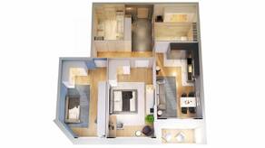 ЖК «Monodom Line», планировка 2-комнатной квартиры, 92.34 м²