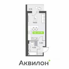 ЖК «Аквилон All in 3.0», планировка студии, 27.79 м²