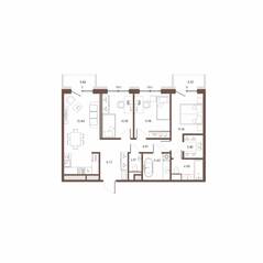 ЖК «Большой 67», планировка 3-комнатной квартиры, 83.98 м²