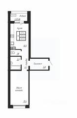 ЖК «Сибирь», планировка 1-комнатной квартиры, 47.40 м²