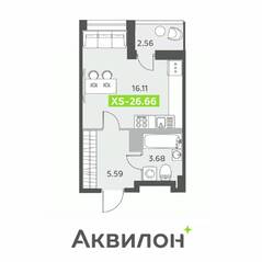 ЖК «Аквилон All in 3.0», планировка студии, 26.66 м²