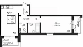 ЖК «Сибирь», планировка 1-комнатной квартиры, 53.20 м²