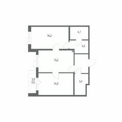ЖК «Парусная 1», планировка 2-комнатной квартиры, 65.70 м²