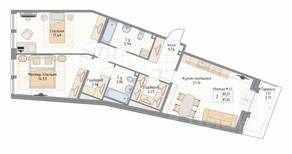 ЖК «Квадрия», планировка 2-комнатной квартиры, 81.62 м²