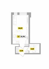 ЖК «Радость», планировка студии, 26.47 м²