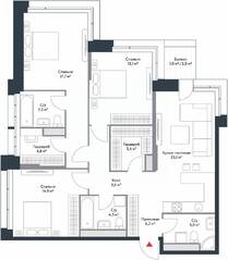 МФК «Ривер Парк», планировка 4-комнатной квартиры, 112.10 м²
