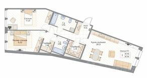 ЖК «Квадрия», планировка 2-комнатной квартиры, 87.90 м²