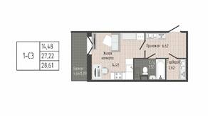 ЖК «Sertolovo Park», планировка студии, 28.61 м²