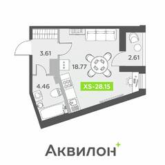 ЖК «Аквилон All in 3.0», планировка студии, 28.15 м²